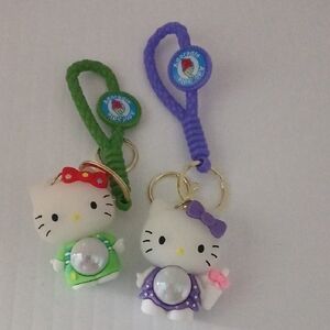 Hello Kitty Keychain Duo - Red, Green, and Purple Bag Charm